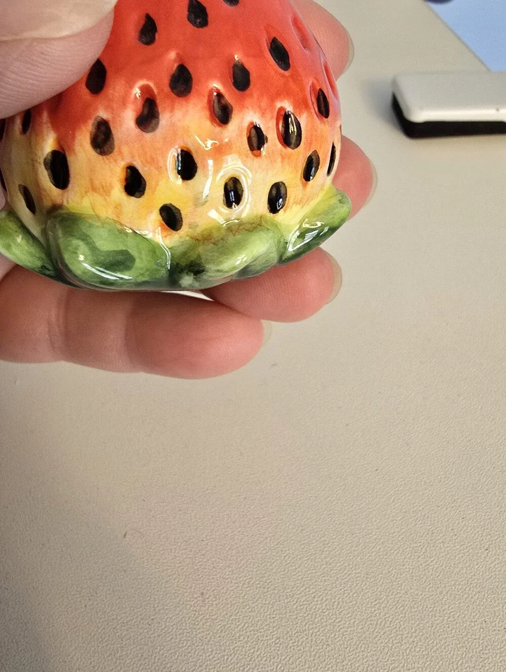 Ceramic Watermelon Strawberry Salt and Pepper Shaker Set Stiil Have Plugs